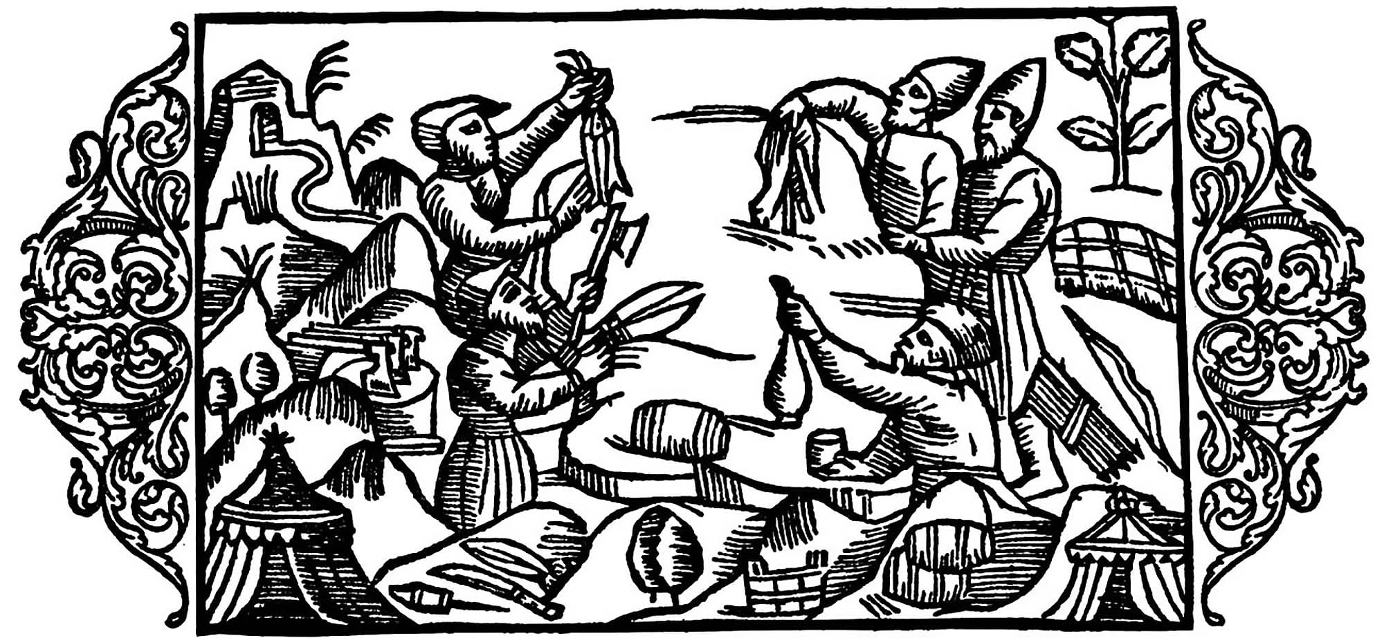 L'avenir de la Russie : comment séparer le possible de l'impossible ? 2 Norvégiens et Russes échangeant des marchandises. Olaf Magnus, Historia de gentibus septentrionalibus, livre 4, 1555